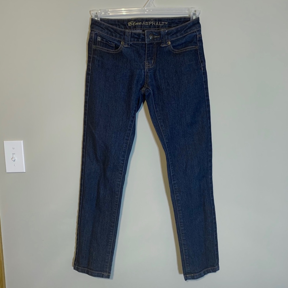 Dark wash straight leg jeans